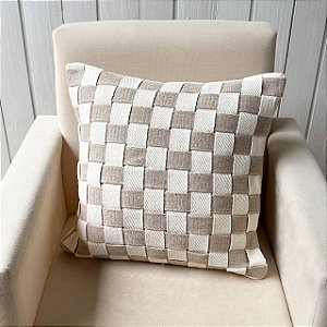 Capa de almofada trama - Cappuccino com fundo Cru