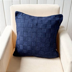 Capa de almofada trama - Azul com verso Cru