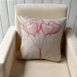 Capa de almofada Linhão - Balões Coração