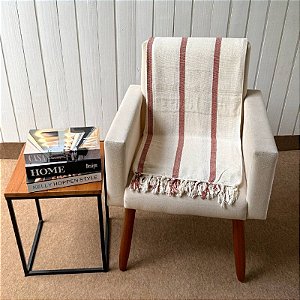 Manta M Cru com listras Terracota - 1,80m x 2,40m