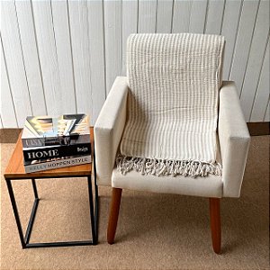 Manta M Cru com listras Cappuccino - 1,80m x 2,40m