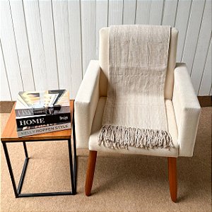 Manta P Cru com Risca Bege - 1,40m x 2,40m