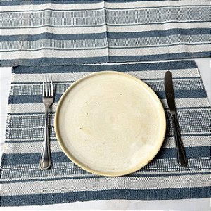 Jogo americano 7 peças - Azul Jeans com corrente Cru