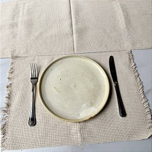 Jogo americano 7 peças - Listras Cru e Ocre