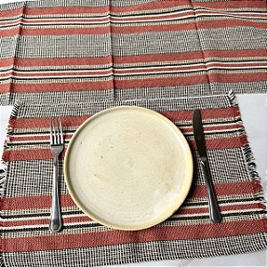 Jogo americano 7 peças - Terracota com Corrente Preta