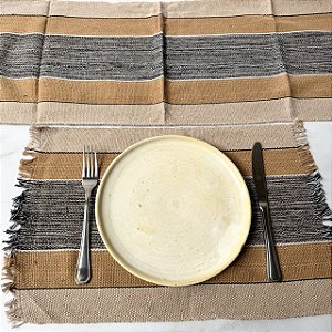 Jogo americano 7 peças - Caramelo, Cappuccino e Preto