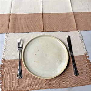 Jogo americano 7 peças - Cru e Caramelo