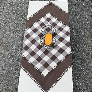 Dueto Toalhas de Mesa - Marrom Café e Xadrez Cru e Marrom Café