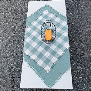 Dueto Toalhas de Mesa - Erva Doce e Xadrez Cru e Erva Doce