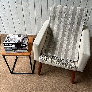 Manta G Cru com listras Cappuccino - 2,2m x 2,6m
