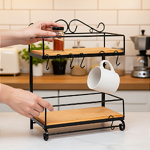 Suporte / Estante de Ferro e Madeira