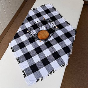 Toalha de Mesa 80cm x 80cm - Xadrez Preto e Branco