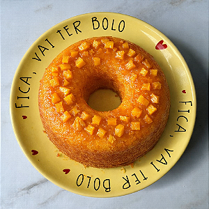 Boleira de Cerâmica - Amarela "Fica, vai ter bolo"