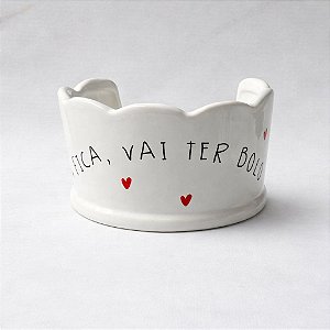 Porta Bolo de Cerâmica - "Fica, vai ter bolo"