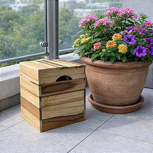 Banco/Cachepô de Madeira