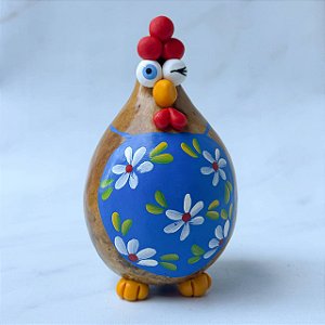 Galinha em Cabaça - Piscando com Avental Azul