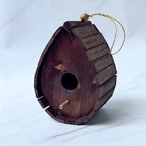 Casinha de Passarinho Rústica - Madeira Escura