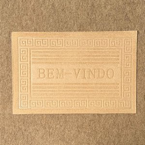 Capacho Emborrachado BEM-VINDO - Bege Geométrico