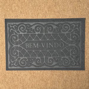 Capacho Emborrachado BEM-VINDO - Grafite Arabesco