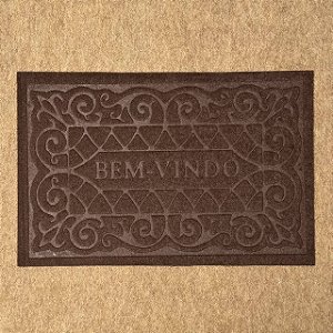 Capacho Emborrachado BEM-VINDO - Marrom Arabesco