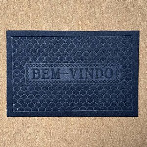 Capacho Emborrachado BEM-VINDO - Azul Marinho Leque