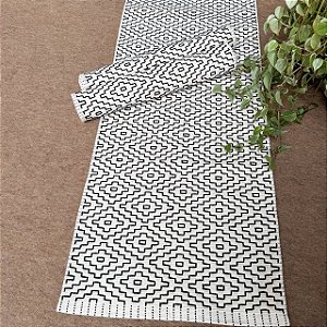 Trio Tapete Boho - Cru com bordado Preto