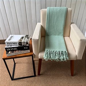 Manta G Menta com pesponto Cru - 2,2m x 2,6m