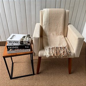Manta GG Cru com listrado Caramelo - 2,4m x 2,8m