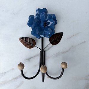 Gancho de Ferro Flor 3 ponteiras - Flor Azul