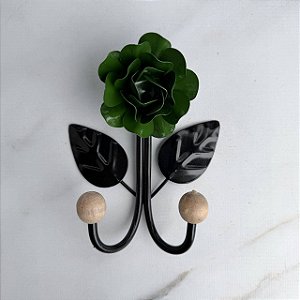 Gancho de Ferro Flor 2 ponteiras - Flor Verde