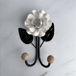 Gancho de Ferro Flor 2 ponteiras - Flor Branca