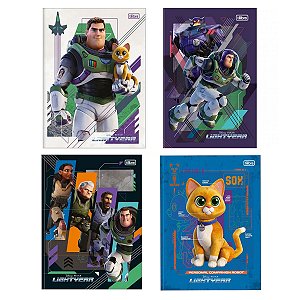 Kit 4 Cadernos Tilibra Lightyear Brochurão C/ Adesivo 80 Fls