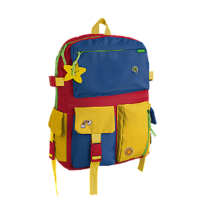 Mochila Escolar Solar C/ Chaveiro Estrela Leo E Leo C/ 6 Bolso
