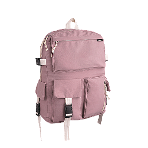 Mochila Escolar Lisa Rosa Leo E Leo C/ 7 Bolso