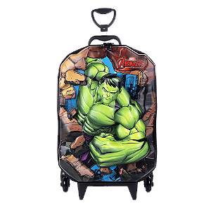Mochila/Mala Infantil Marvel Hulk Maxtoy Diplomata com Rodinha Tripla