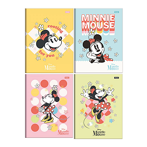 Kit 4 Cadernos Foroni Minnie Mouse Brochurão 80 Fls