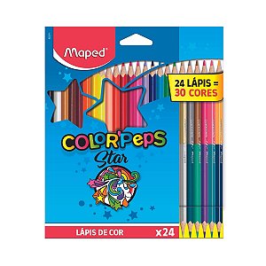 Lápis De Cor 30 Cores Color'Peps Star Triangular 24 Lápis (6 Duos) Maped