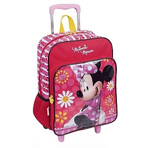 Mochila De Rodinha Sestini Minnie Escolar Infantil C/ Bolso