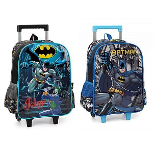 Mochila Escolar de Rodinha Batman e Coringa Masculina Infantil