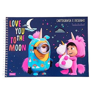 Caderno Cartografia Desenho Minions Meu Malvado Favorito Adesivo Foroni