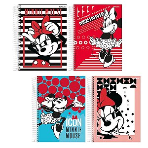Kit 4 Cadernos StarSchool Minnie Mouse Disney 80 Fls Espiral Sortida