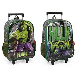 Mochila Escolar de Rodinha Avengers Hulk Masculina Infantil