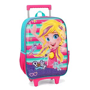 Mochila Escolar de Rodinha Polly Pocket Feminina Infantil