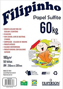 Papel Sulfite A4 180g Filiperson Filipinho 50 Folhas Branco