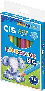 Lápis De Cor Jumbo Big 5mm 12 Cores + Apontador Cis