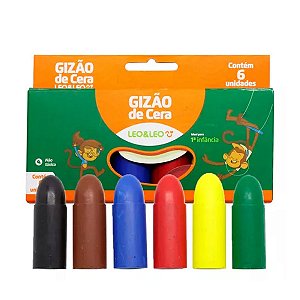 Meu 1º Primeiro Giz De Cera Gizão Jumbo 6 Cores Leo E Leo