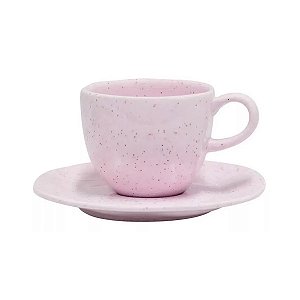 Conjunto de 6 Xícaras Chá Grande 220ml Com Pires Oxford 12pçs Pink Sand