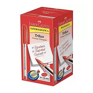 Caneta Esferográfica Trilux 032 Medium Vermelha 1.0mm Faber-Castell CX 50 UN