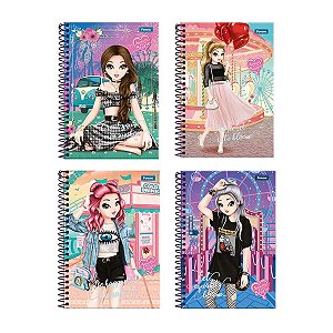 Kit 4 Cadernos Foroni APS Amigas Teen 96 Fls 1 mat Espiral Sortida