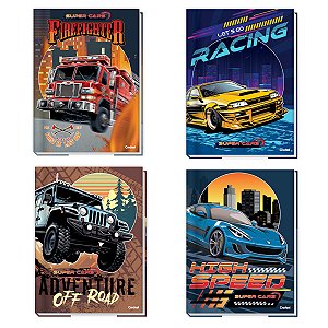 Kit 4 Cadernos Credeal Super Cars Brochurão 80 Fls